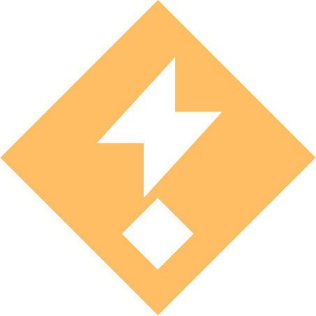 Current Crisis icon, a white lightning bolt and rhombus on top of a yellow rhombus in the background.